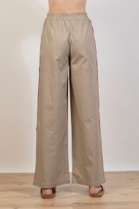 Poplin trackpants with knitted details taupe
