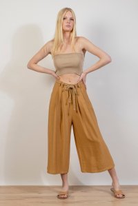 Jupe culotte with knitted details summer camel