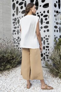 Crepe marocaine top with knitted details ivory