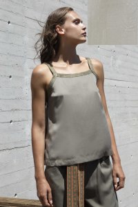 Tencel top with knit straps taupe