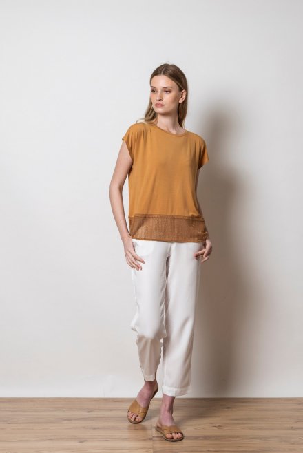 Top with knitted details summer camel