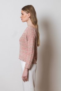 Cotton blend boat neck sweater pink