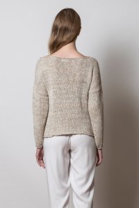 Cotton blend boat neck sweater sand