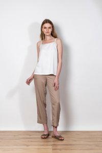 Tencel top with knit straps white