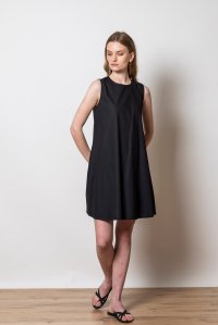 Poplin mini dress black