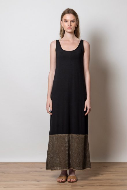 Maxi dress with knitted details black