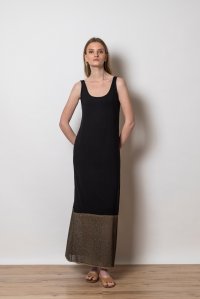 Μάξι φόρεμα με πλεκτές λεπτομέρειες black