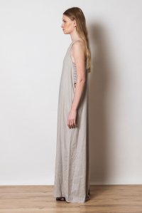 Linen blend cut-out dress with knitted details ice
