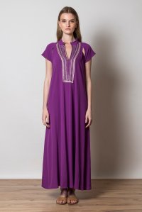Crepe marocaine cut-out maxi dress with knitted details hyacinth  violet
