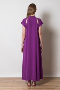 Κρέπ μάξι φόρεμα με πλεκτές λεπτομέρειες hyacinth  violet