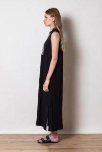 Crepe marocaine midi dress with knitted details black
