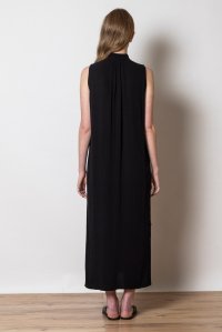 Κρέπ μίντι φόρεμα με πλεκτές λεπτομέρειες black