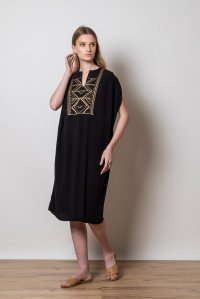Crepe marocaine mini dress with knitted details black