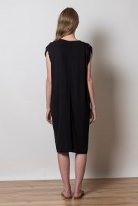 Crepe marocaine mini dress with knitted details black