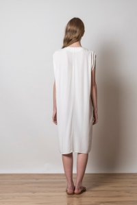 Crepe marocaine mini dress with knitted details ivory