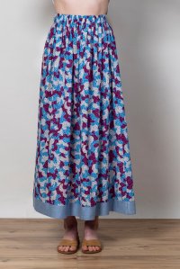 Εμπριμέ βαμβακερή φούστα με πλεκτές λεπτομέρειες blue-violet