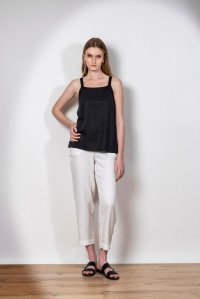 Tencel top with knit straps black
