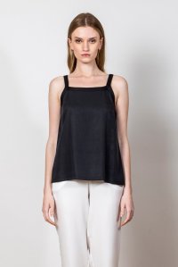 Tencel top with knit straps black