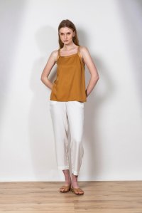 Tencel top with knit straps summer camel
