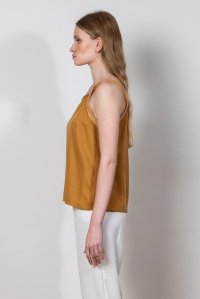 Tencel top with knit straps summer camel