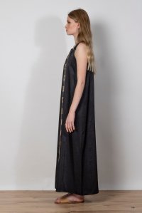 Μακρύ φόρεμα με πλεκτές λεπτομέρειες black