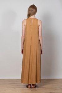 Maxi dress with knitted details summer camel