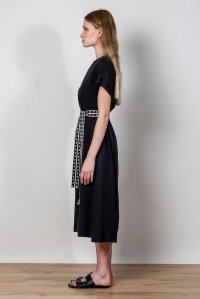 Tencel dress with knitted belt black
