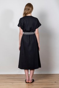 Tencel dress with knitted belt black