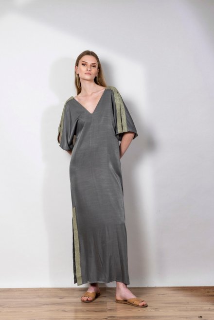 Tunic dress with knitted details light grey