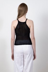 Lurex open knit top black