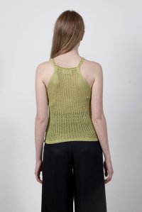 Lurex open knit top bright green