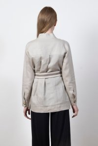 Linen jacket with knitted details sand