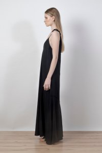 Linen blend dress with knitted details black