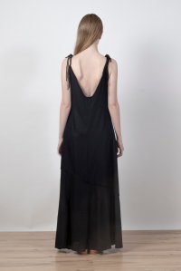 Φόρεμα με λινό και πλεκτές λεπτομέρειες black