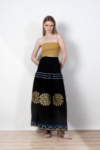 Κεντημένη ζακάρ φούστα black-gold-white-cobalt blue