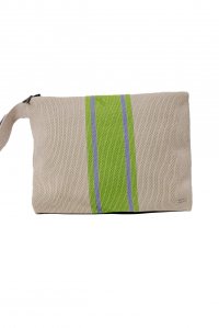 Cotton striped cluch bag light beige-jade lime-lilac