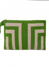 Βαμβακερό τσαντάκι με γεωμετρικό μοτίβο bright green-alabaster