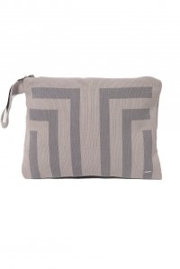 Cotton blend geometric pattern clutch bag elephant-grey