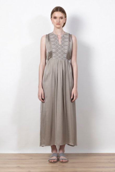 Satin midi dress with knitted details elephant