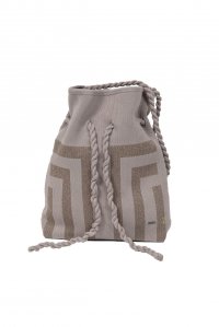 Cotton lurex geometric pattern bucket bag elephant-elephant