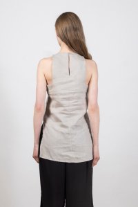 Linen top with knitted details sand