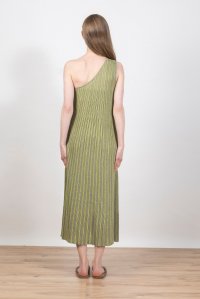 Λούρεξ φόρεμα με έναν ώμο khaki - bright green