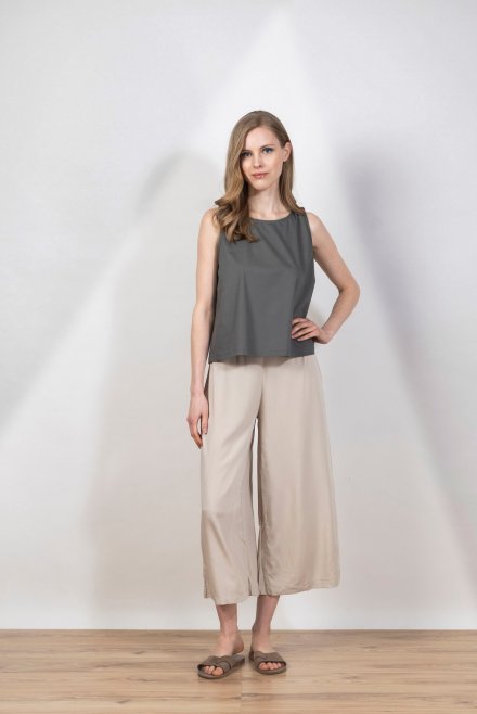 Cropped wide leg pants taupe