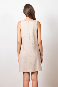 Linen  mini dress with knitted details sand