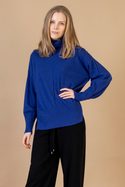 Cashmere blend turtleneck sweater blue