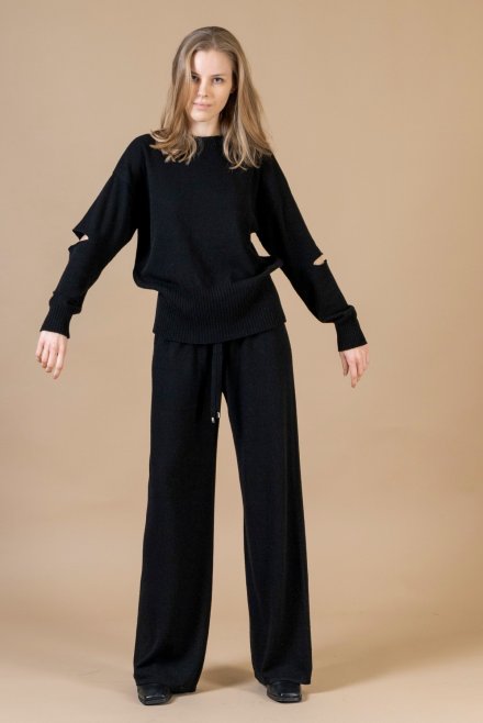 Cashmere blend cut-out sweater black
