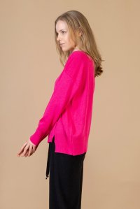 Cotton-blend relaxed-fit sweater fuchsia