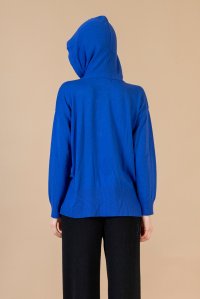 Cotton blend hoodie bright blue