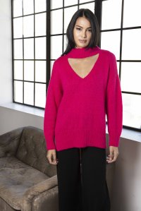 Mohair blend cutout sweater fuchsia