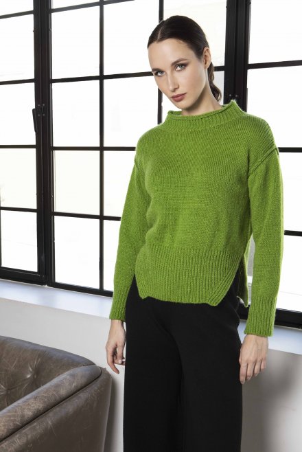 Μοχέρ πουλόβερ με πλαινά ανοίγματα bright   green